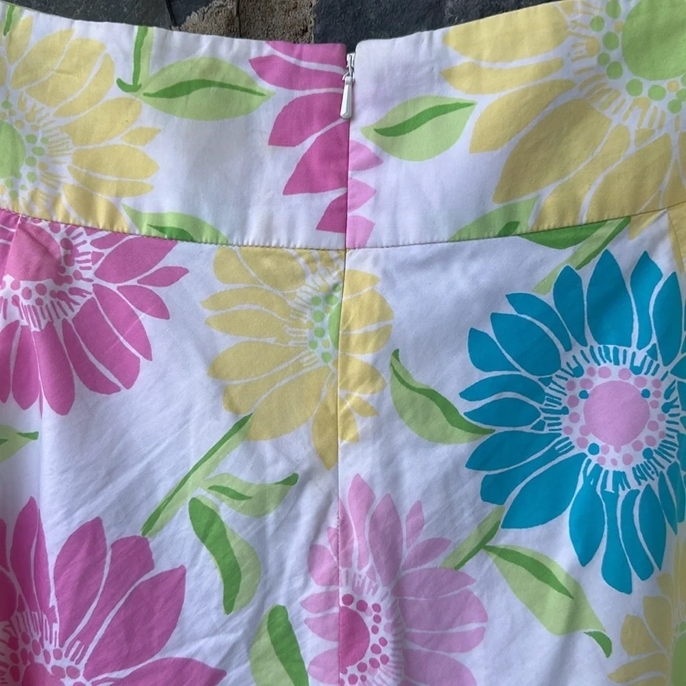 Vintage Lilly Pulitzer pastel floral A-line cotton skirt